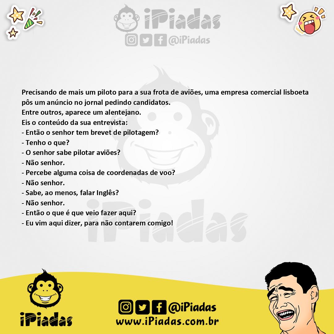 Ilustração da piada Precisando de piloto no iPiadas