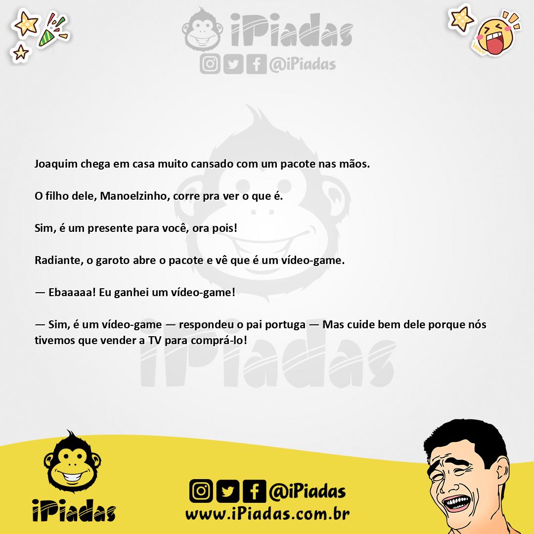 Ilustração da piada Presente do portuga no iPiadas