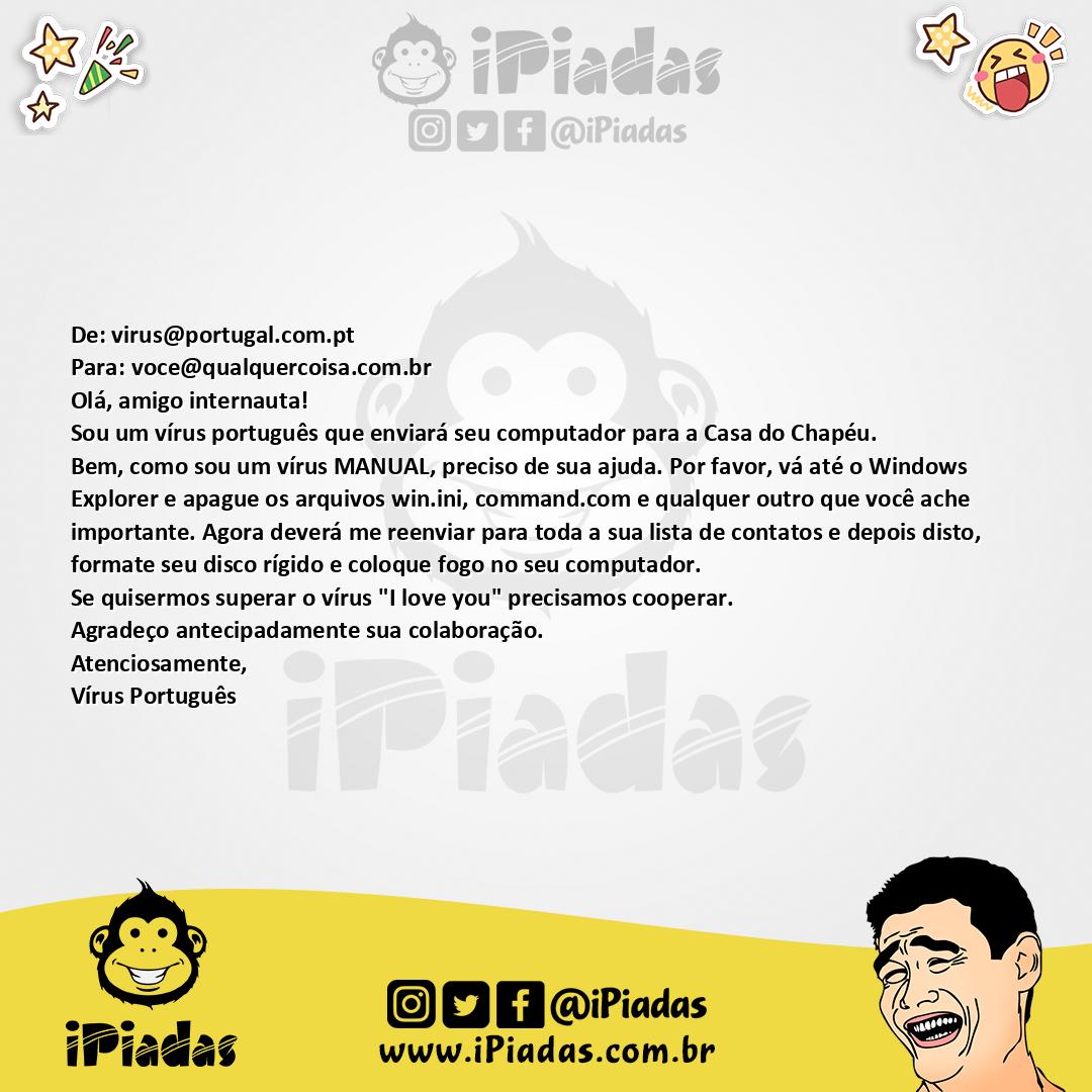 Ilustração da piada Vírus Português no iPiadas