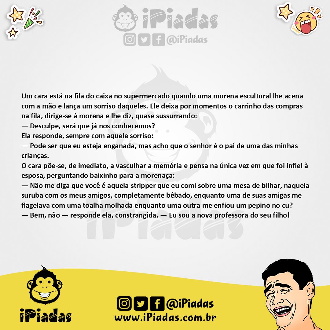 Ilustração da piada Reconhecido Pela Morena no iPiadas