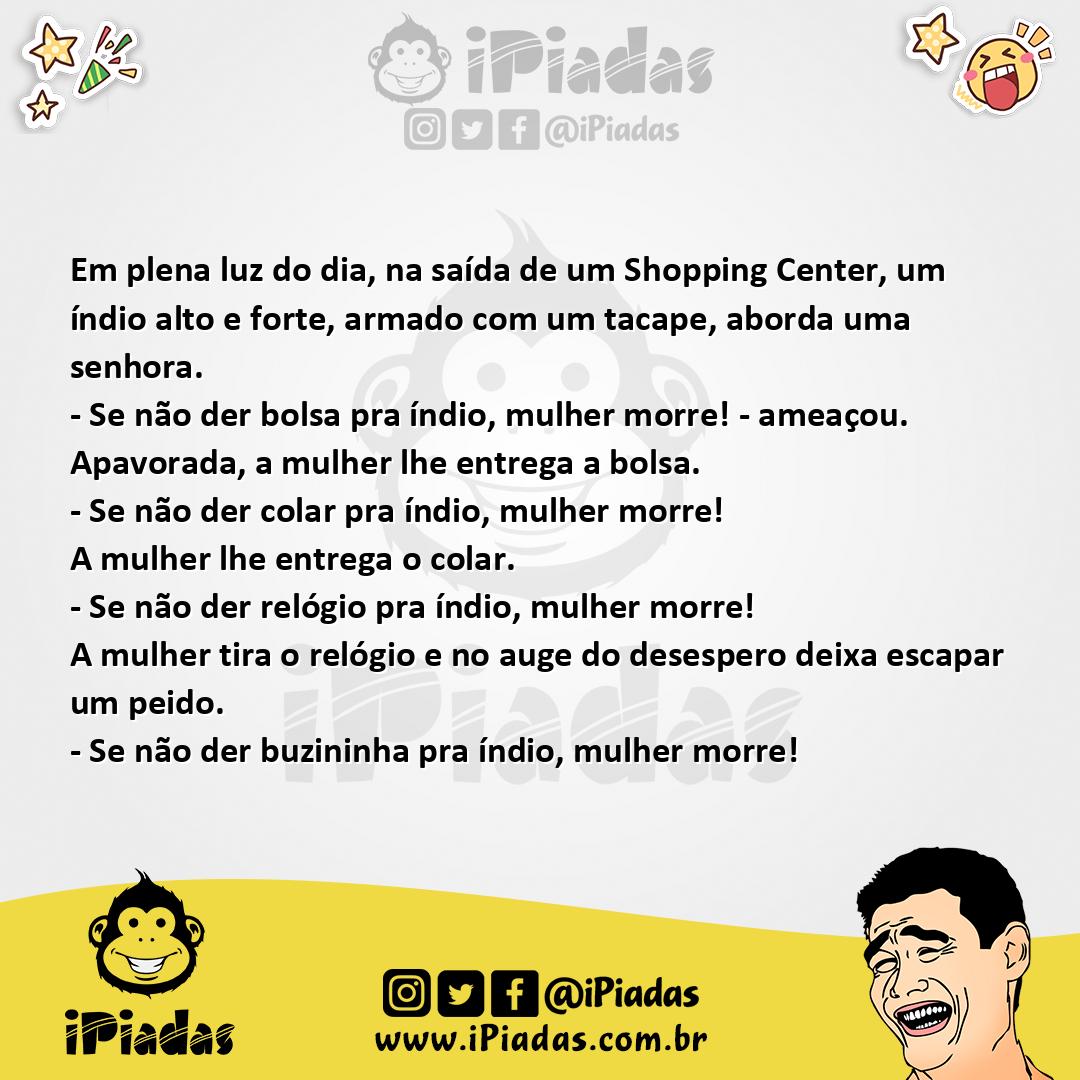 Ilustração da piada Assalto indígena no iPiadas