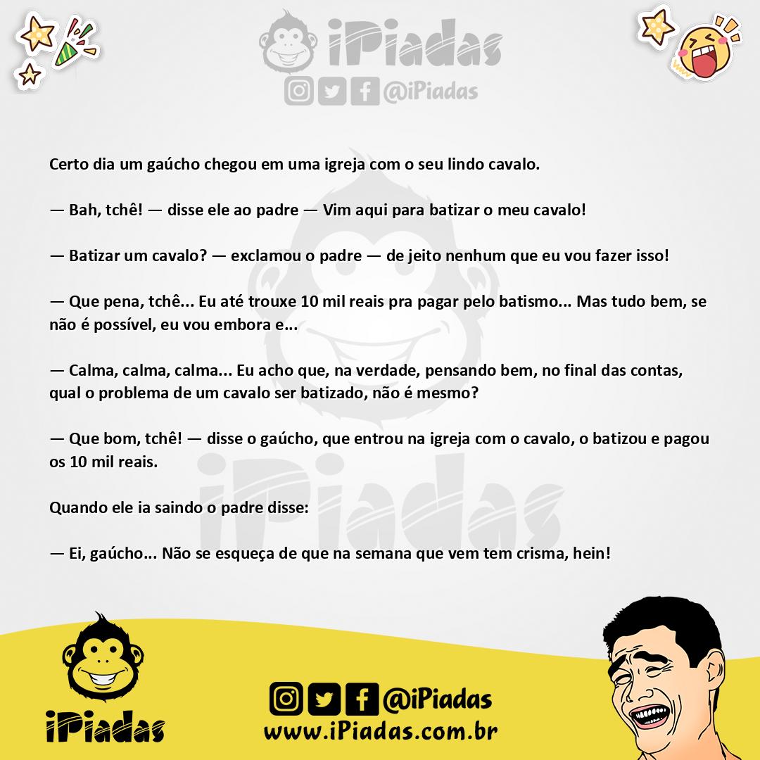 Ilustração da piada Cavalo do gaúcho no iPiadas
