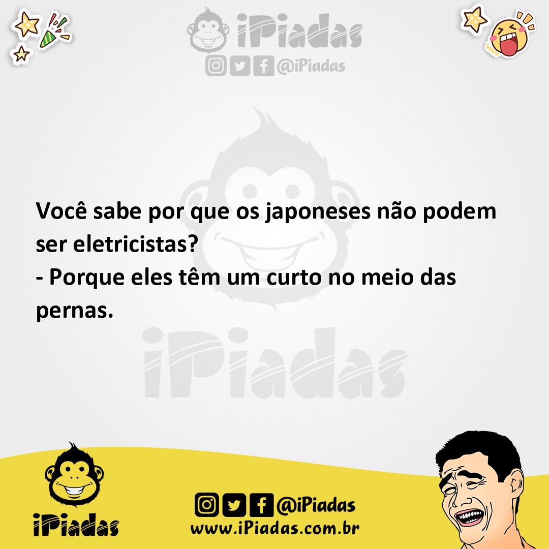 Ilustração da piada Japonês Eletricista no iPiadas