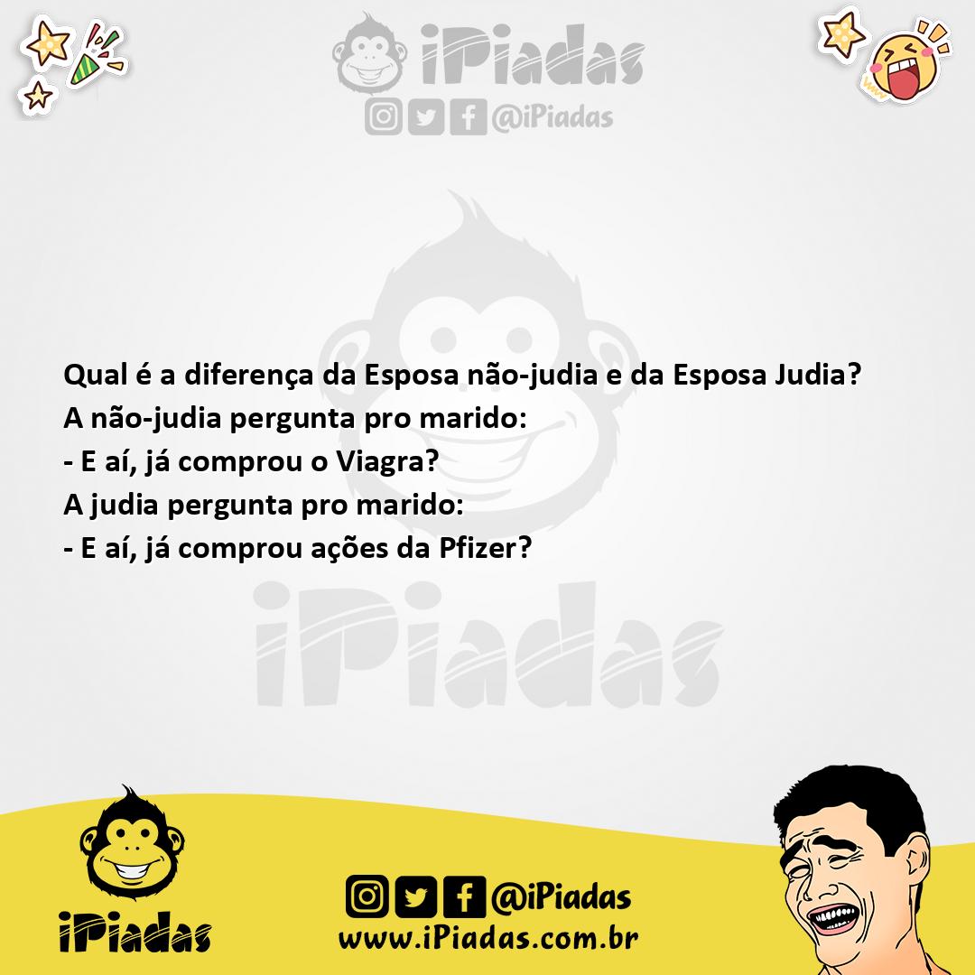 Ilustração da piada Mulher judia x Mulher não-judia no iPiadas