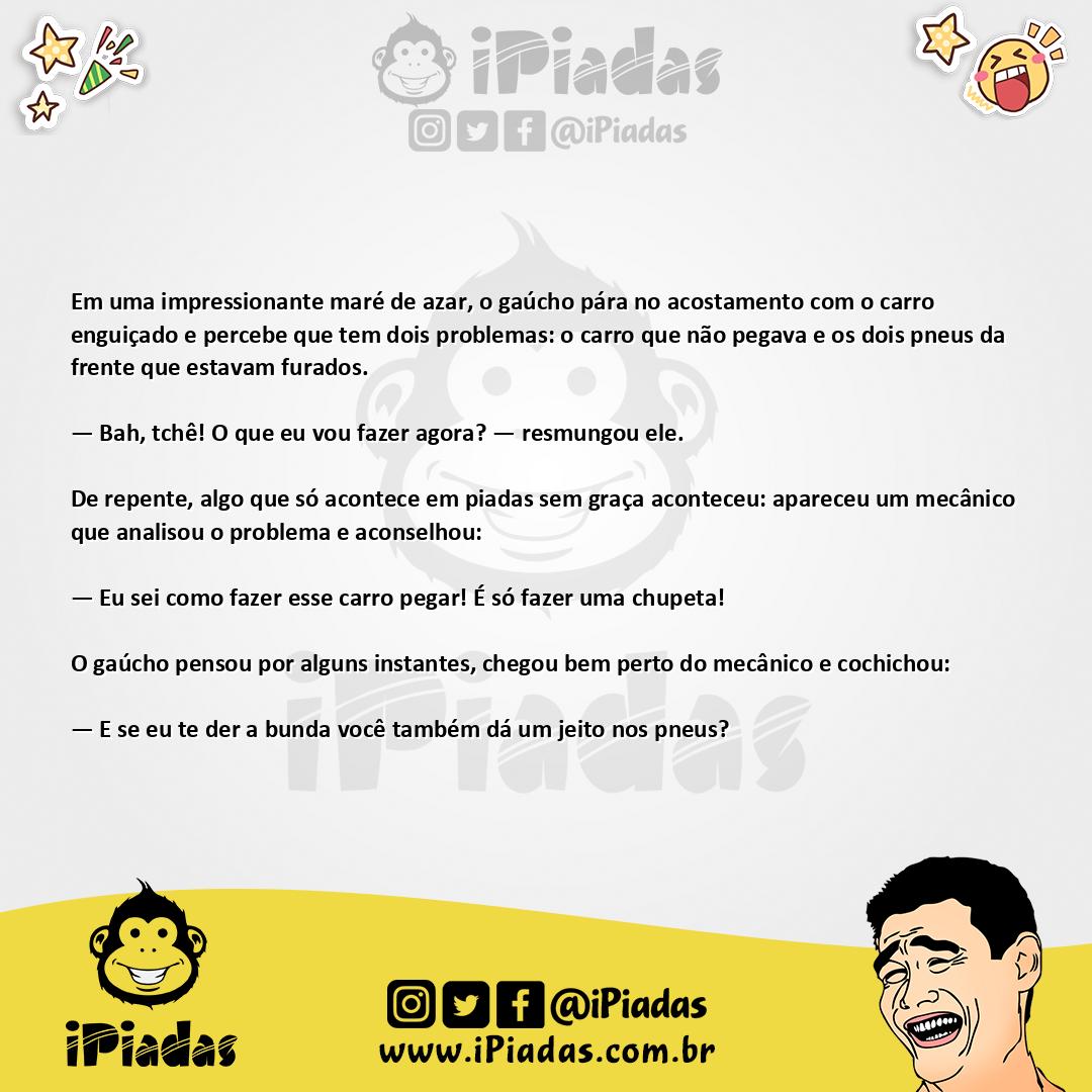 Ilustração da piada Gaúcho e o carro enguiçado no iPiadas