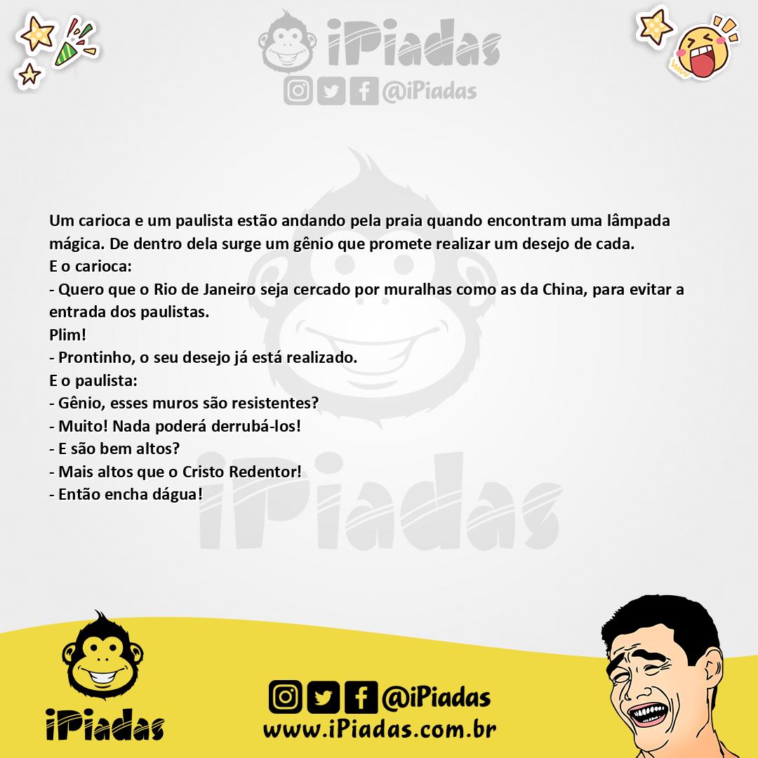 Ilustração da piada Paulista x Carioca no iPiadas