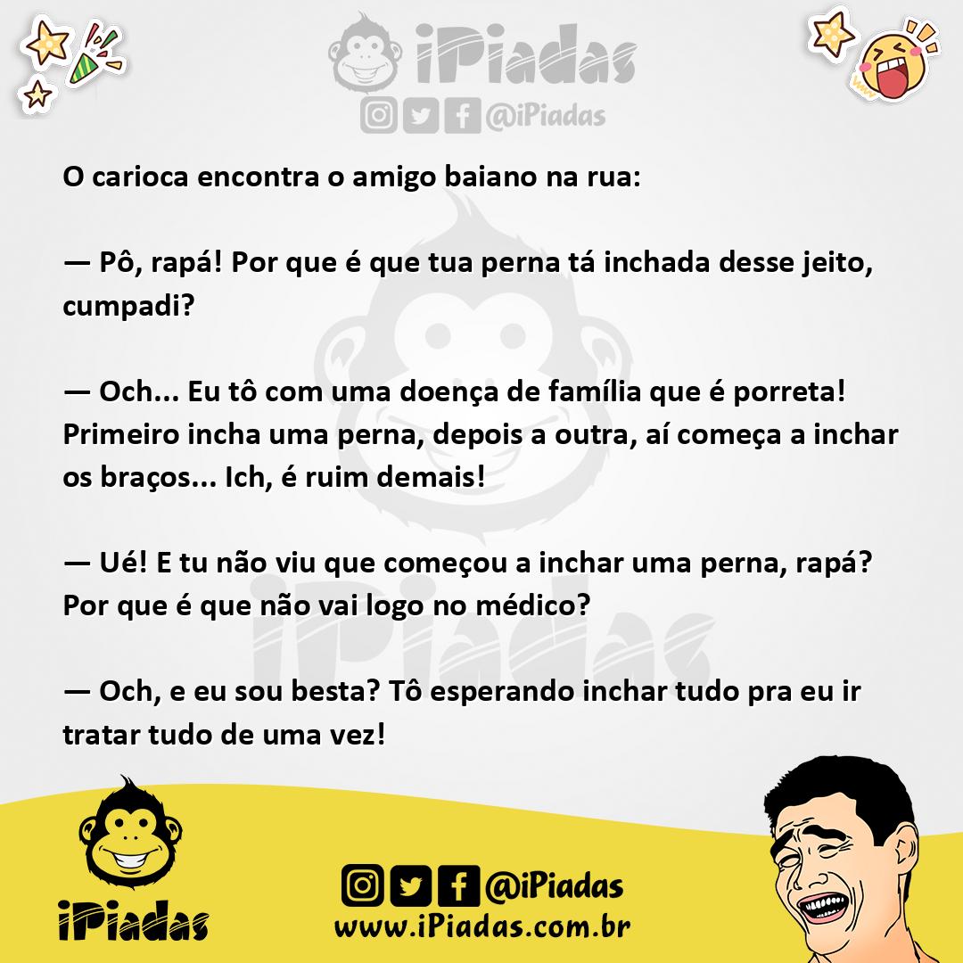 Ilustração da piada Perna inchada no iPiadas