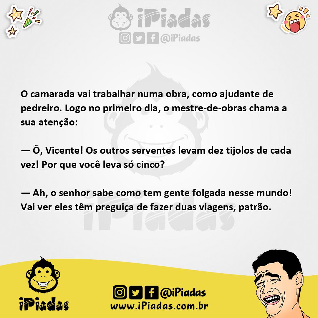 Ilustração da piada Preguiça de Pedreiro no iPiadas