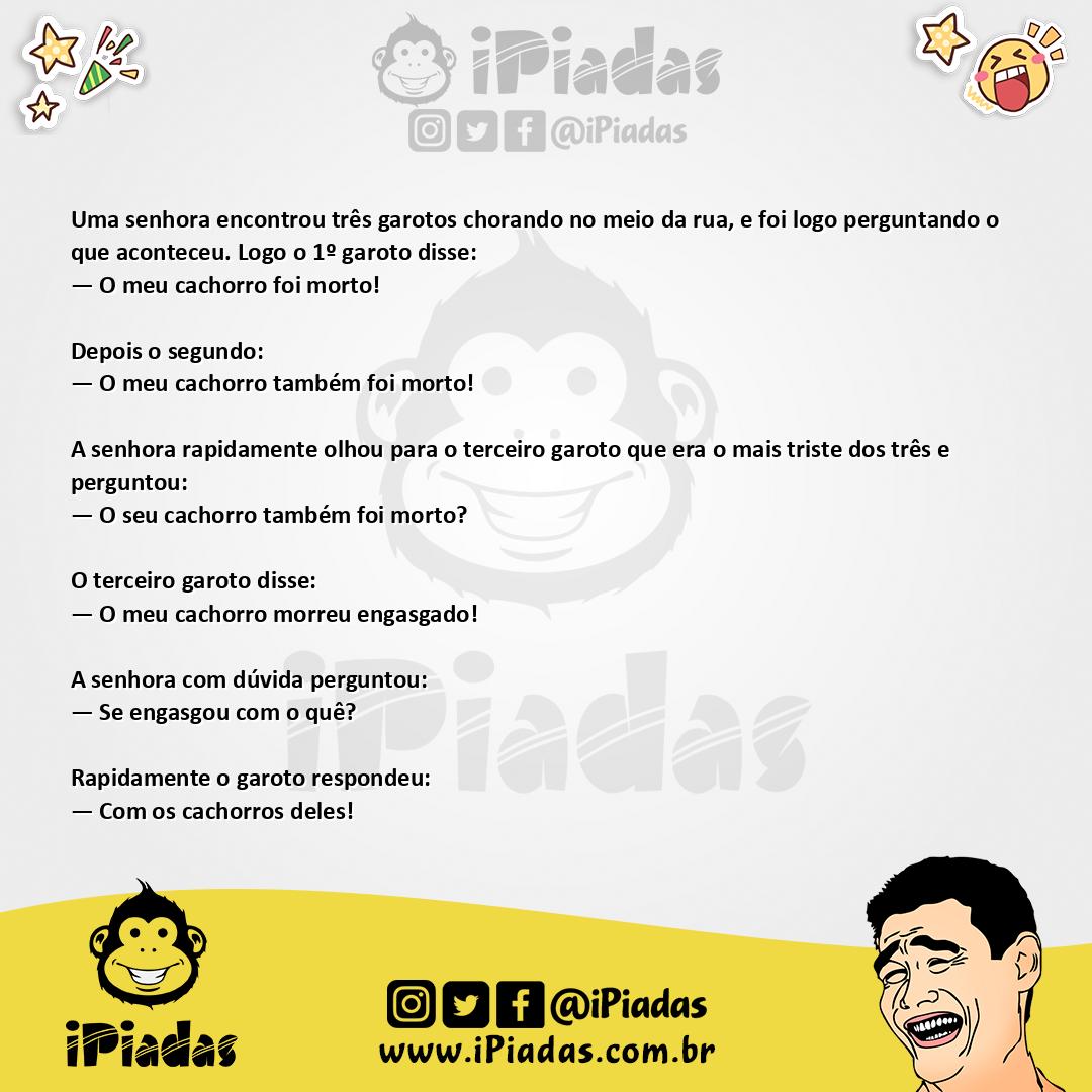 Ilustração da piada Três meninos tristes no iPiadas