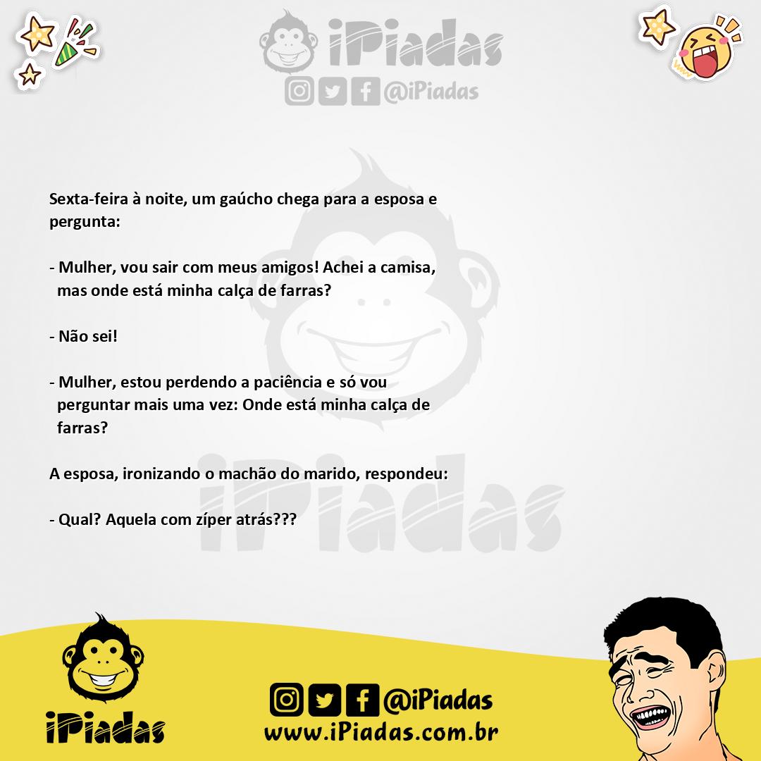 Ilustração da piada Gaucho da calça de farras! no iPiadas
