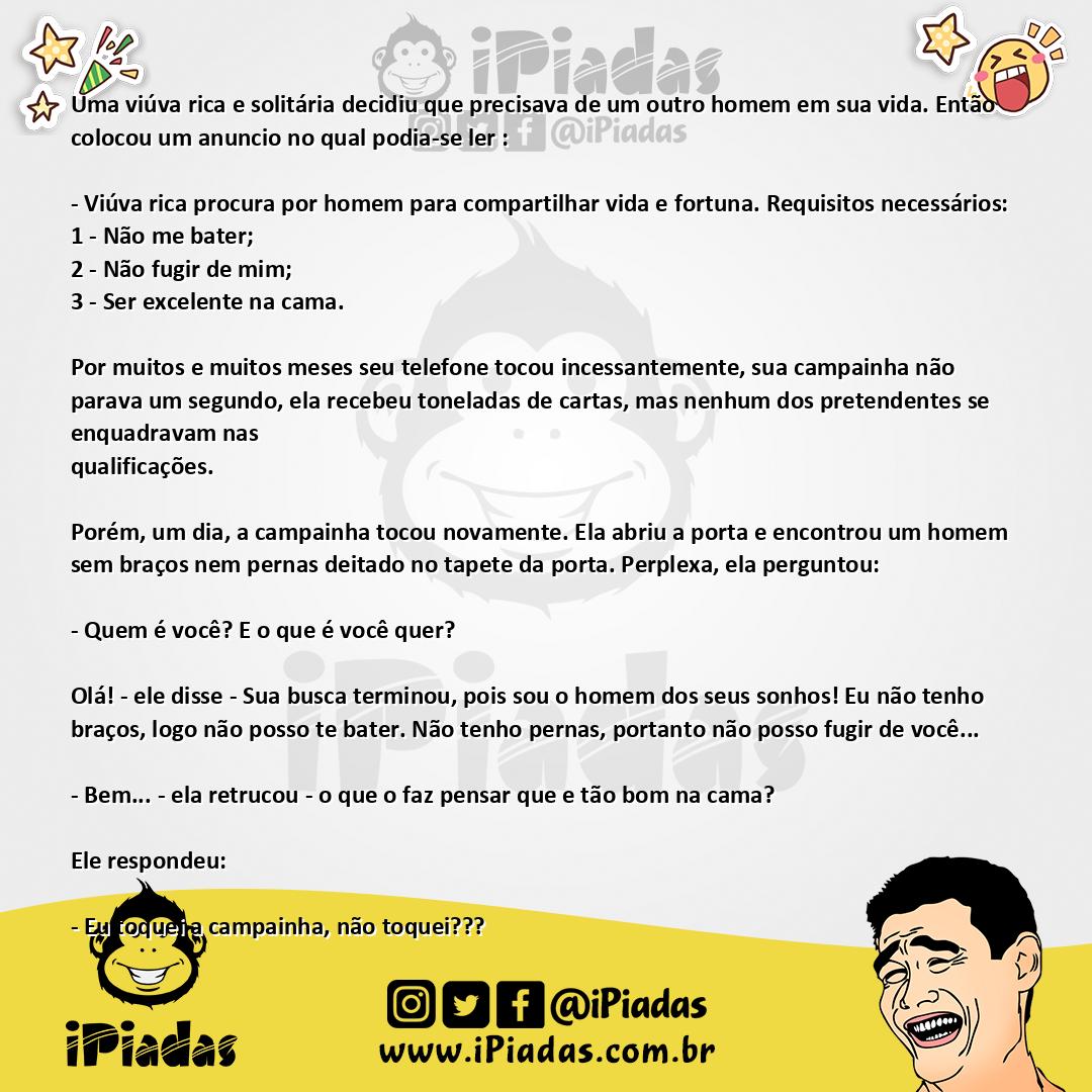 Ilustração da piada Uma viúva rica e solitária no iPiadas