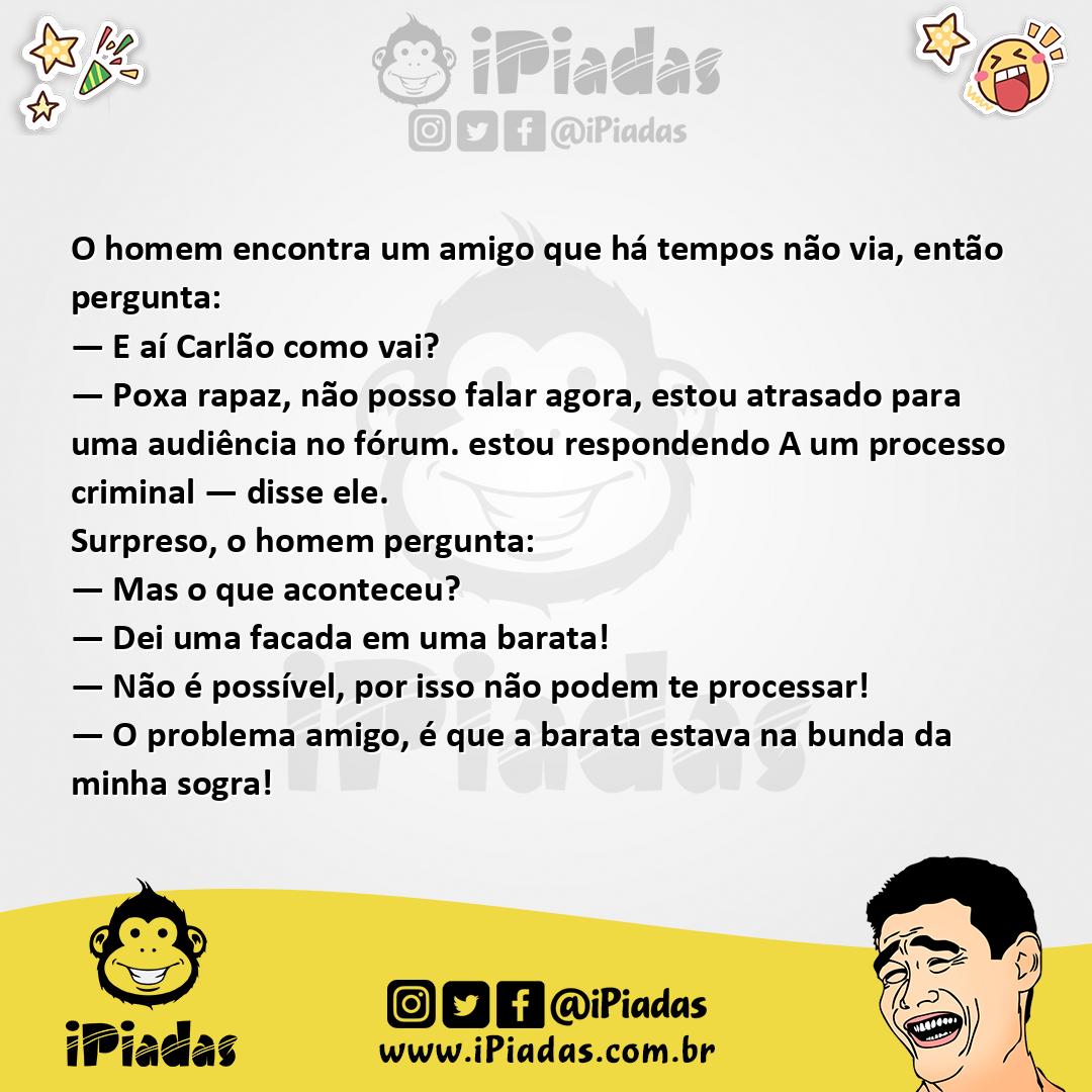 Ilustração da piada Respondendo Processo Criminal no iPiadas