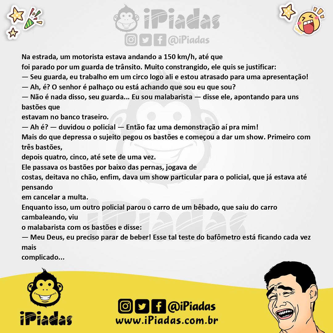 Ilustração da piada Blitz Trabalhosa no iPiadas