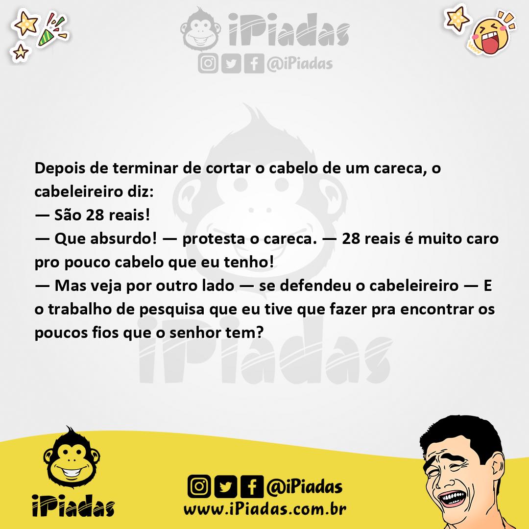 Ilustração da piada Cortando o Cabelo do Careca no iPiadas
