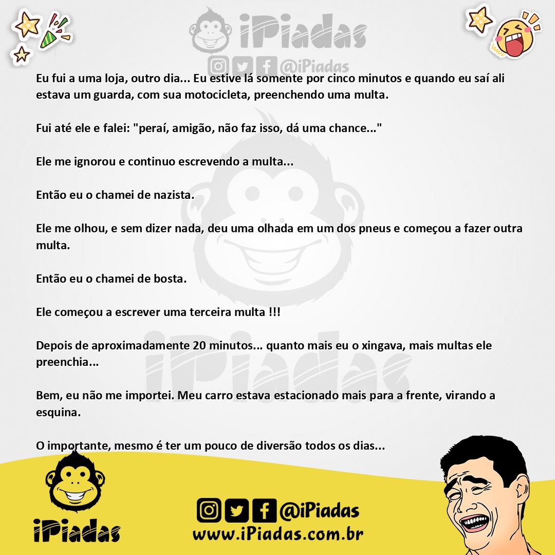 Ilustração da piada A multa no iPiadas