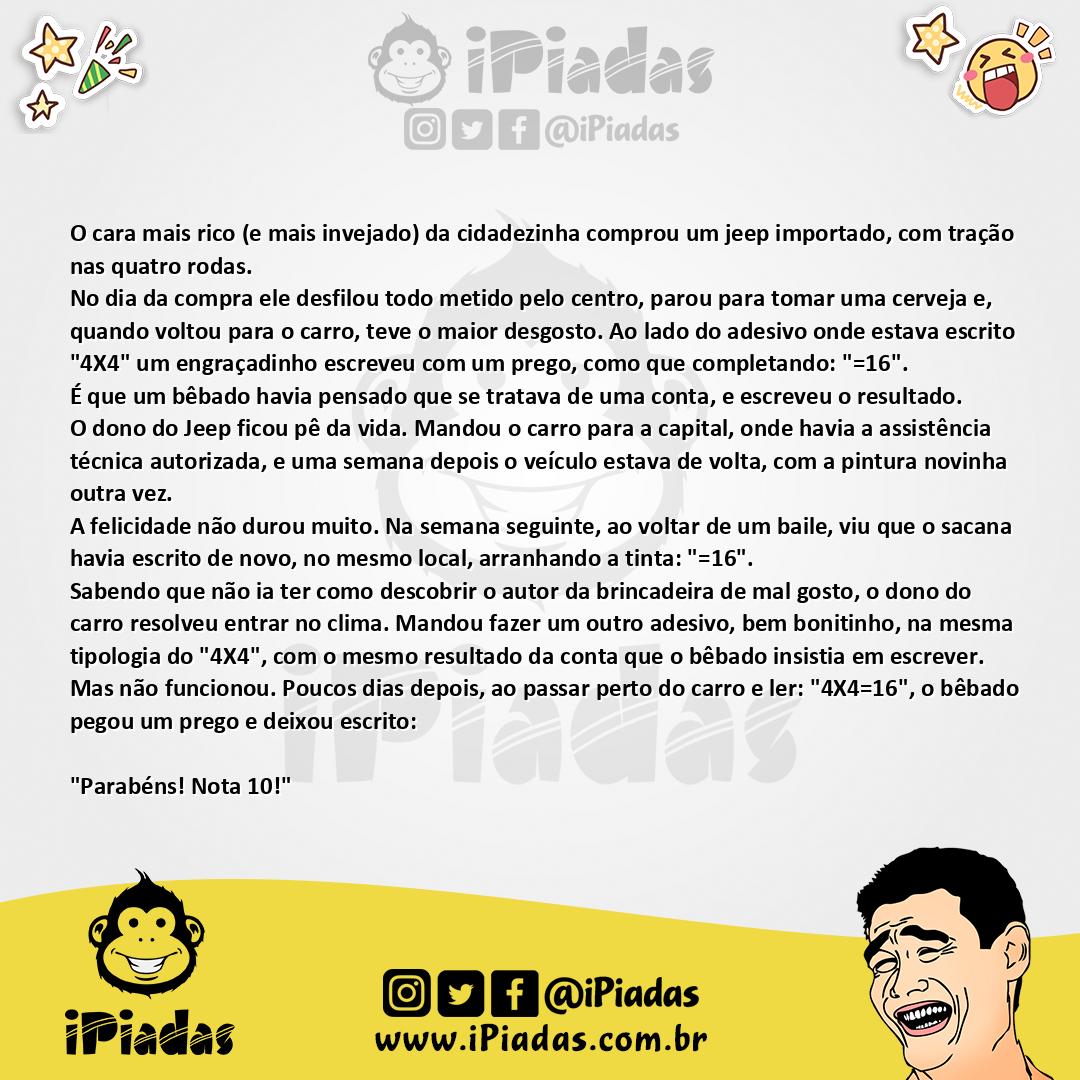 Ilustração da piada Jeep 4x4 no iPiadas