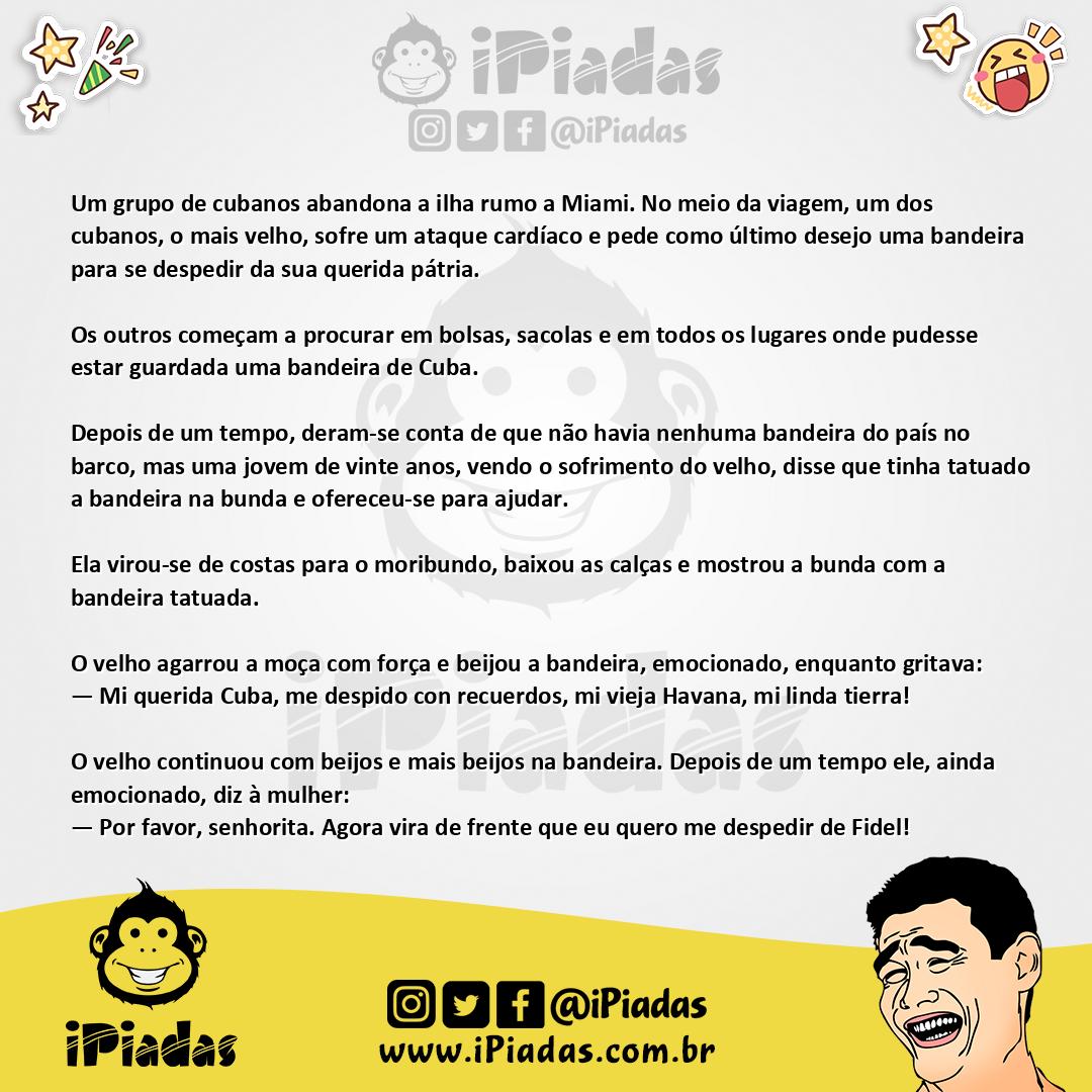 Ilustração da piada Despedida em Cuba no iPiadas