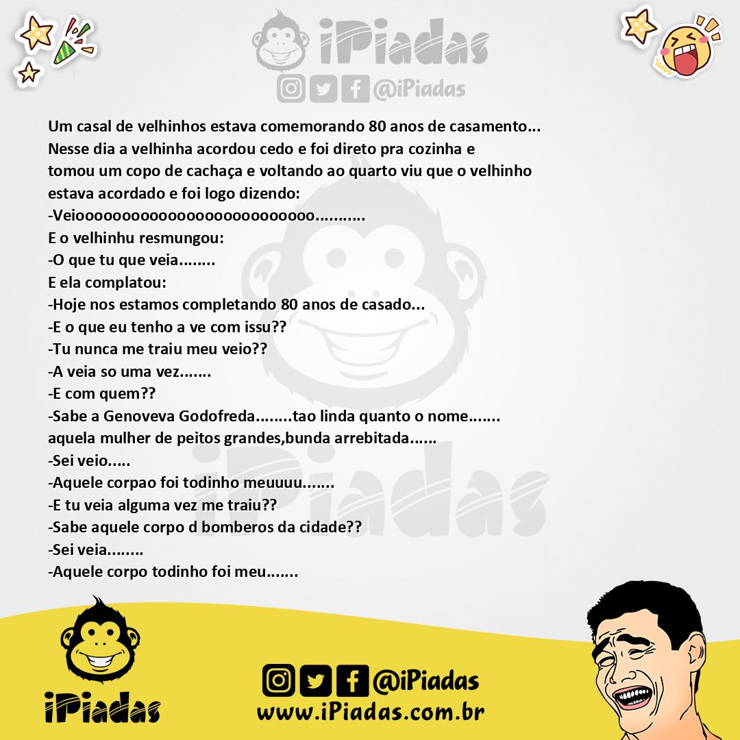 Ilustração da piada Festejando os 80 anos de casado no iPiadas