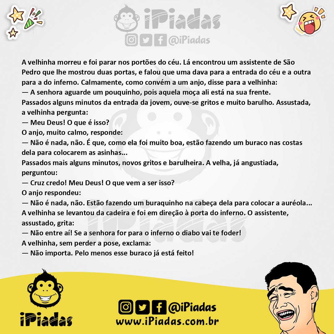 Ilustração da piada Velhinha no Céu no iPiadas
